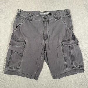 Carhartt Shorts Mens 34 Gray Rigby Canvas Cargo Pockets Casual Preppy Outdoor